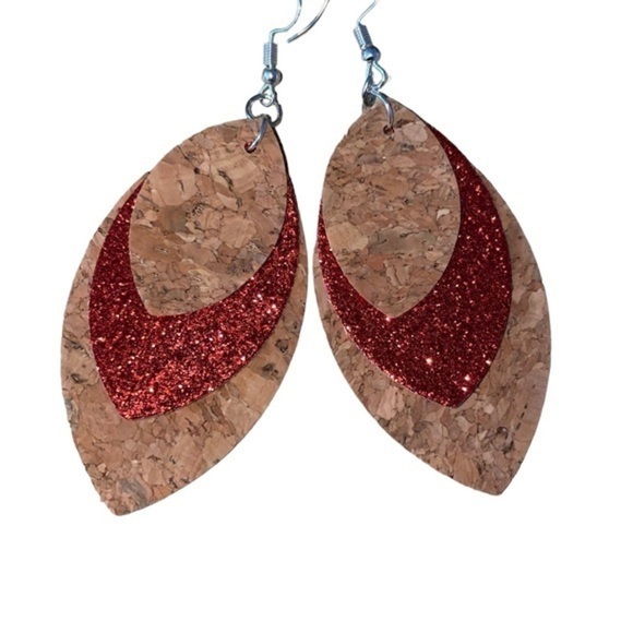 Recycled Cork Dangle Earrings, Set of 2 - Picture 3 of 7